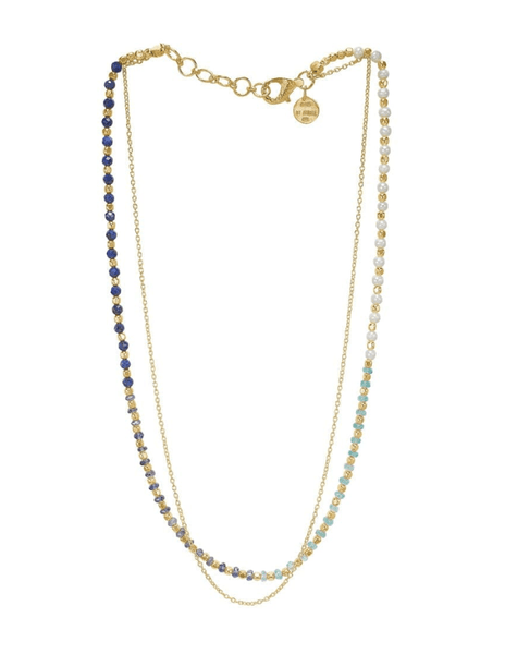 By Birdie Halssmykke Nanna Ocean Blue Pearl Gullbelagt